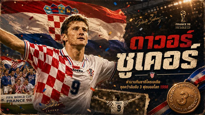 ดาวอร์ ซูเคอร์ ตำนานทีมชาติโครเอเชีย ชุดคว้าอันดับ 3 ฟุตบอลโลก 1998