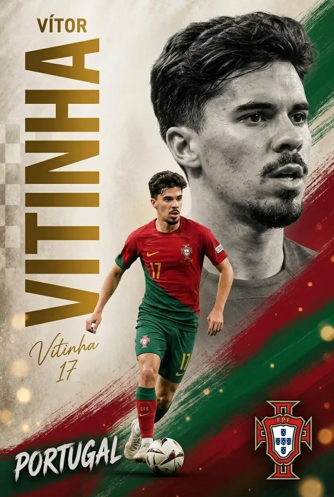 Vitinha วิตินญา กองกลางทีมชาติโปรตุเกส ภาพปกโปรไฟล์ปี 2026