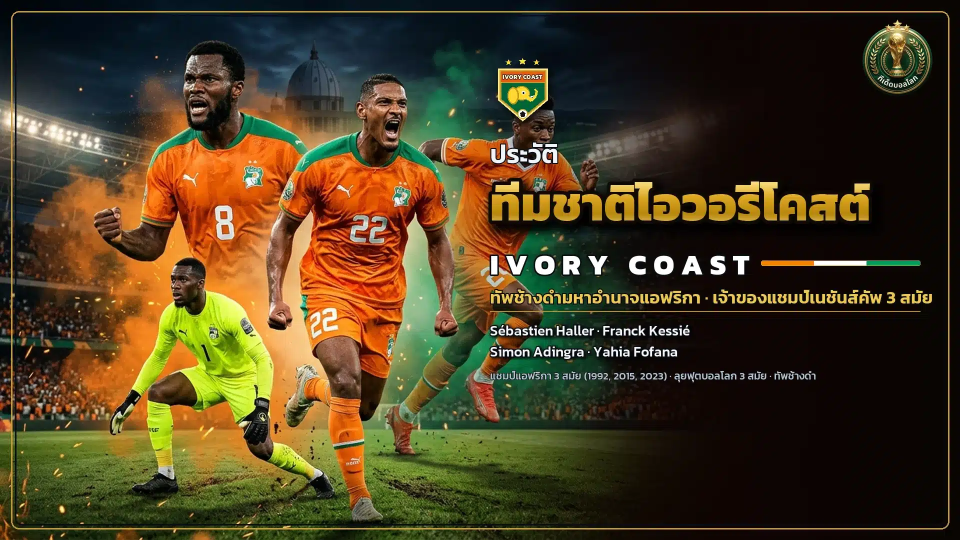 ภาพหน้าปกประวัติทีมชาติไอวอรีโคสต์ ทัพช้างดำสู่บอลโลก 2026